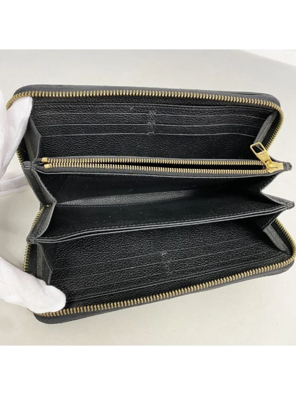 Louis Vuitton Wallet Monogram Empreinte Bicolor Zippy Black Beige